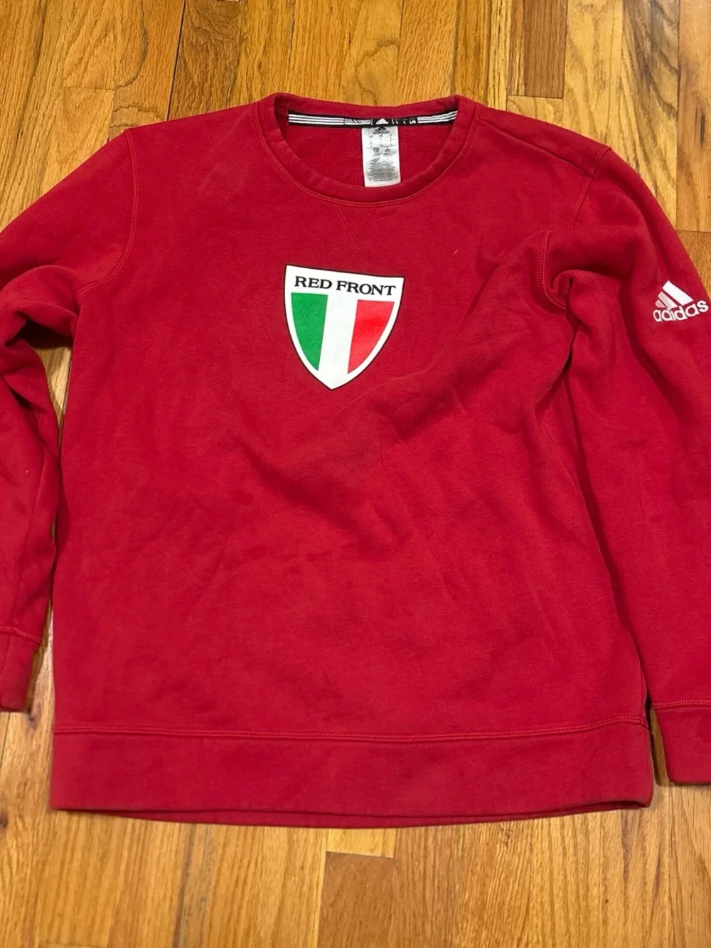 adidas Red Crewneck Sweatshirt with Shield Patch